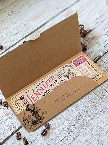 Summer-Ray 24 Sets Personalized Vintage Alice in the Wonderland Tea Party Invitation with Envelope Holder for Bridal Shower, Baby Shower, Birthday Party - Image 5