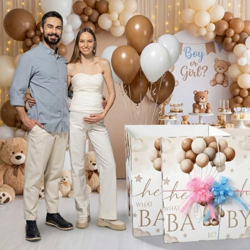 AmazingSpark 28in Giant Gender Reveal Gift Box Kit, Neutral Bear - Image 4