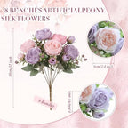 Geosar 36 Bundles Artificial Peonies Flowers,Dusty Pink, Light Pink, Purple - Image 2