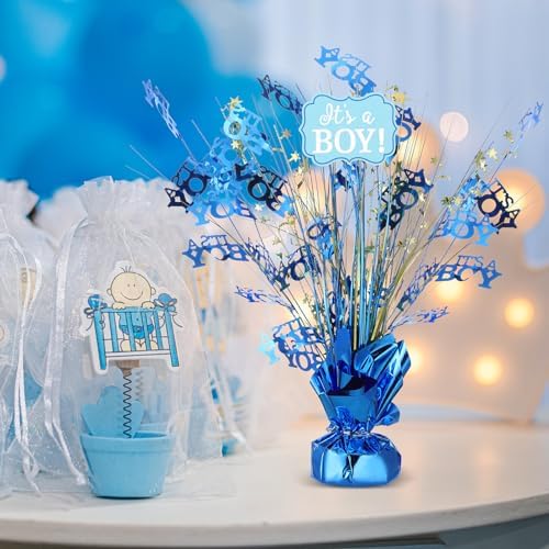 Wenqik 9 Pcs Baby Shower Foil Spray Centerpiece It's a Boy Table Centerpiece Gender Reveal Birthday Party Decors Metallic Table Decoration for Home Baby Shower Party Celebrations, Blue - Image 6
