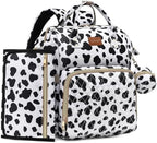 ROSEGIN Diaper Bag Backpack with Changing Pad, Pacifier Case, Baby Bag for Boy Girl Toddler - Large, Stylish, Waterproof Travel Quilted Diaper Bag for Mom - Baby Shower Registry - Cow by ROSEGIN