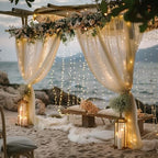 Tulle Backdrop Curtain with Lights Sheer Champagne Curtain Backdrop 20x10ft - Image 7