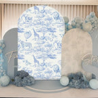 VitalCozy 7.2ft Blue Toile De Jouy Arch Backdrop Cover - Image 6