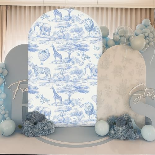 VitalCozy 7.2ft Blue Toile De Jouy Arch Backdrop Cover - Image 6