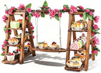 Solid Wood Swing Cupcake Stand, Foldable Rustic Dessert Stand by Unknown
