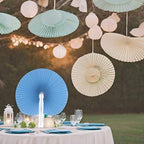 20 Pieces Blue Round Paper Fans - Image 3