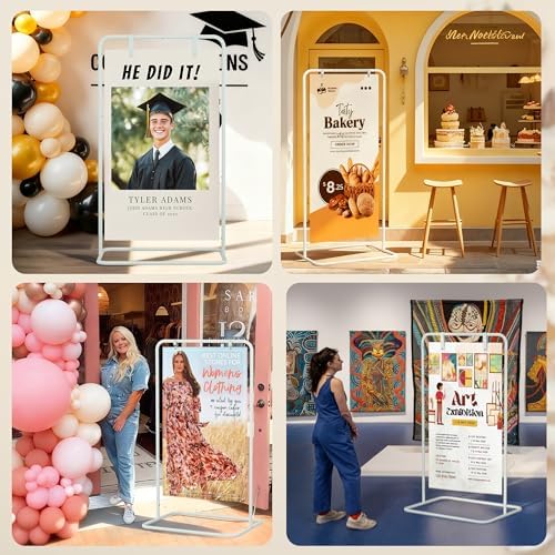 Jolitac Wedding Welcome Sign Holder, Adjustable Wedding Sign Stand Leather Hanging Straps & Design Bundle Heavy Duty Metal Easel Stand for Seating Charts, Bridal Showers, Birthday Party Displays - Image 7