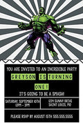 Custom Birthday Invitations - Super Hero Party - Incredible Hulk by The+Melange+Market