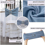 50 Pack Dusty Blue Chair Sashes, Spandex Dusty Blue Chair Bands Bows for Wedding Reception Events Decorations, Dark Blue Chair Ties for Covers - Image 5