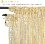 Light Gold Backdrop Curtain Drape Glitter Sequin Backdrop for Wedding 6Pack - Image 4