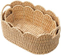 Coeusy Paper Rope Scalloped Basket Set of 2, Wicker Storage Baskets for Shelves,Gifts,Books,Toys,Cute Decor Rattan Baskets for Organizing,Natural Color by WEAVECOMFORTINTOEVERYCORNER