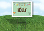 MOLLY WELCOME BABY GREEN 18 in x 24 in Yard Sign Road Sign with Stand, Double Sided by WorkHouseSigns