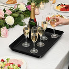 SpaceTrove 8-Pack Serving Tray Set, Reusable Plastic Serving Platter for Party Supplies, Entertaining, Grilling Accessories, Stackable Kitchen Snack Container for Dessert, Fruit, Cookie, (Black) - Image 6