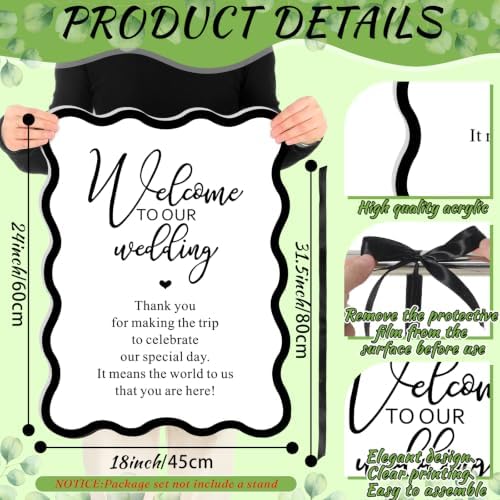 Yousoontic 24" x 18" Acrylic Wedding Welcome Sign Display Outdoor Indoor - Image 2