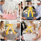 OIASKET Large Empty Cotton Rope Gift Basket with Handles, 16.5"x12.6"x7" Decorative Woven Storage Basket with Gift Bag and Ribbon Set for Baby Shower, Toy Organizer for Kids, Dogs & Cats - Blue - Image 5
