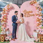 Pink Arch Backdrop Cover 7.2FT 6FT Spandex Arch Covers Stretchy Backdrop Set of 2, Double-Layer Wrinkle Free Wedding Arch Stand Cover Party Backdrop Curtains for Baby Shower Birthday Party Decoration - Image 2