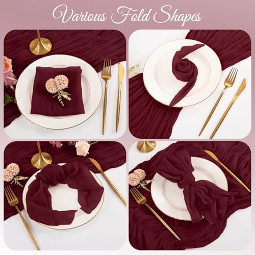 100 Pack Burgundy Cloth Napkins 20x20 Inch Cheesecloth Napkins - Image 3