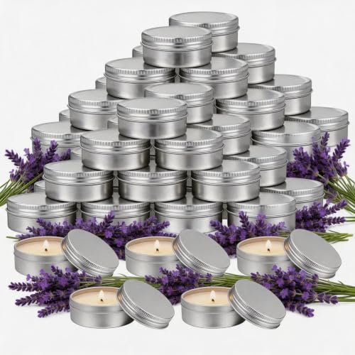 100 Pcs 1 Oz Mini Lavender Scented Soy Candle Bulk, Tin Candles Gift by Trxvxo