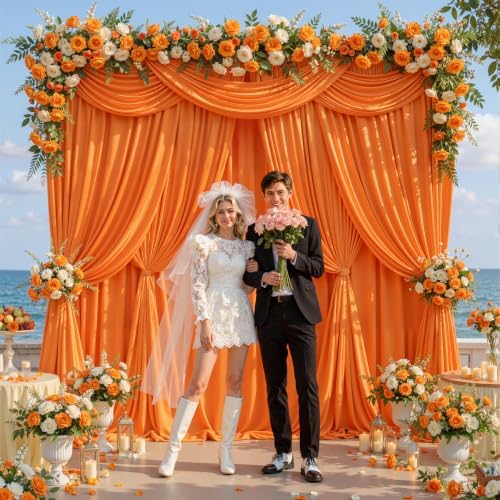 30x10FT Backdrop Curtains with Rod Pockets - Wrinkle Free Photo Stage Backdrop 6 Panels Curtains Drapes for Photography Wedding Party Baby Shower Decorations (Orange) - Image 6