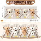 Shinylin 24 Pcs Bear Gift Bag Bulk for Baby Shower Guest Favor 5.3 x 7.1 Inches Candy Cute Plush Bear Drawstring Bag with Bow Thank You Acrylic Sign for Baby Boy Girl Party Decorations(Beige) - Image 2
