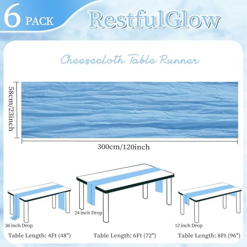 6 Pack Baby Blue Cheesecloth Table Runner 10Ft 23 x 120 Inch - Image 2