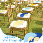 50 Pcs Wedding Folding Paper Fans for Guests Bamboo Folded Hand Fan with Gift Bags Vintage Paper Handheld Fans for Church Wedding Gift Bridal Shower Decorations (Amalfi Coast) - Image 4