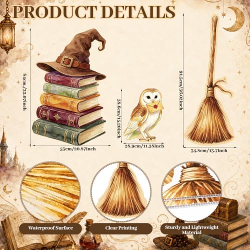 3Pcs Wizard Party Backdrop Decorations,3Ft Plastic Cardboard Cutouts - Image 2