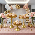 Gold 3Pcs Metal Round Cake Stand Set 8/10/12 Inch Dessert Display - Image 4