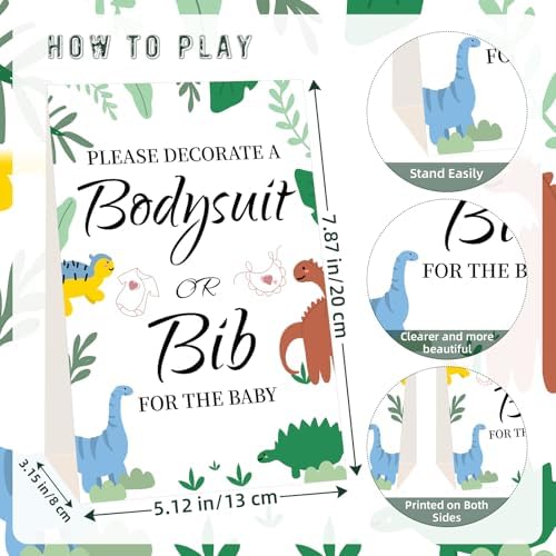 Bibs Bodysuits Baby Shower Game Sign Set Newborn Onesies Feeder Gift Fabric Marker Stencils Kit - Image 3