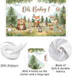 10x8ft Woodland Baby Shower Backdrop Oh Baby Banner, Forest Animal Background Decorations for Gender Neutral Baby Shower, Rustic Woodland Newborn Photo Prop, Nature Theme Party Supplies - Image 5