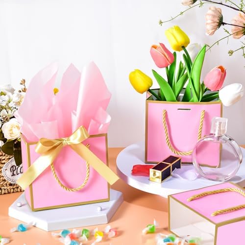 EQOREIIN 50 PCS Small Gift Bags with Handles, 5.5x 2.5x4.7 Inches Mini Bag - Image 2