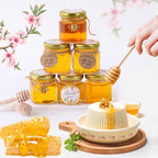 1.5 oz 60 Pack Mini Glass Honey Jars with Wood Dippers & Gold Lids - Image 4