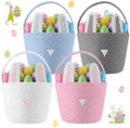 Hushee 4 Packs Easter Bunny Basket for Kids, Colorful Rabbit Woven Bag for Egg Hunts, Egg Filled Tote Bag with Handle for Boys Girls Toddler Baby Infant Easter Party Game Favors Personalized Gift by Hushee
