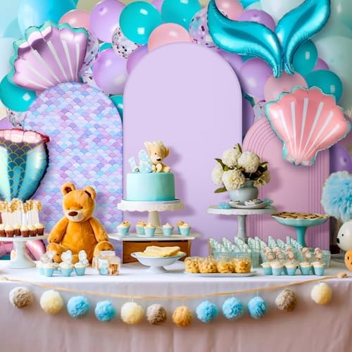 Foilswirl 34 Pcs Mermaid Decor Set 4ft 5ft 6ft Mermaid Arch Backdrop Cover - Image 2