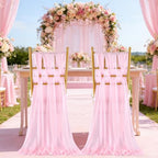 Fanqisi Pink Chair Sashes Wedding Decorations: 32 Pieces 8ft Long Tulle Chair Sashes Cover - Birthday Party Banquet - Image 5