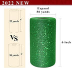 3PCS Glitter Tulle Rolls 6 Inch by 50 Yards Glitter Sequin Tulle Fabric (Gold, Red, Emerald Green) - Image 3