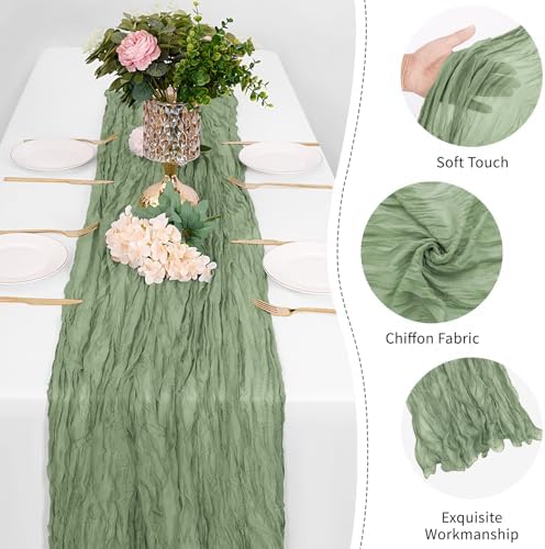 25 Pack Sage Green Cheesecloth Table Runner 17 x 108 Inch Gauze Table Runner Fabric Semi Sheer Cheese Cloth Table Runner Bulk for Rustic Romantic Wedding Baby Shower Table Decoration - Image 5
