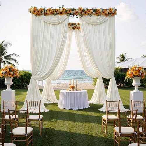 20ft x 15ft Ivory Backdrop Curtains for Wedding Parties, 4 Panels Wrinkle Free Fabric Drapes Photo Backdrop for Baby Shower Birthday Stage Reception Lobby Decoration - Image 6