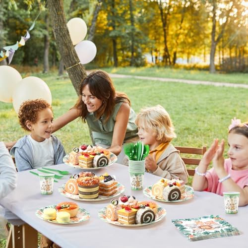 Ziliny 280 Pcs Jungle Safari Animal Tableware Decoration Set Baby Shower - Image 4