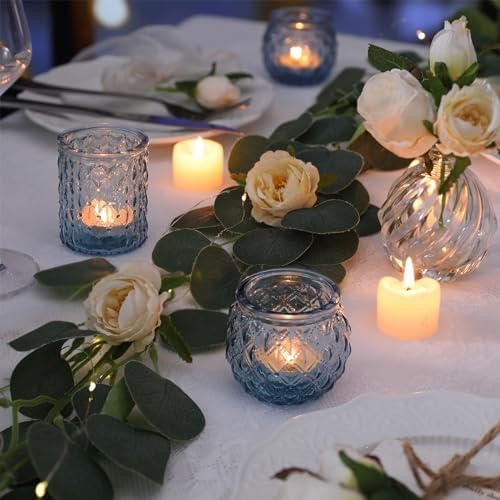 DARJEN Blue Votive Candle Holders Set of 36- Round Candle Holders Bulk, Glass Candle Holder for Wedding Home Decoration, Tea Lights Candle Holders for Wedding Shower, Party & Gift - Image 4
