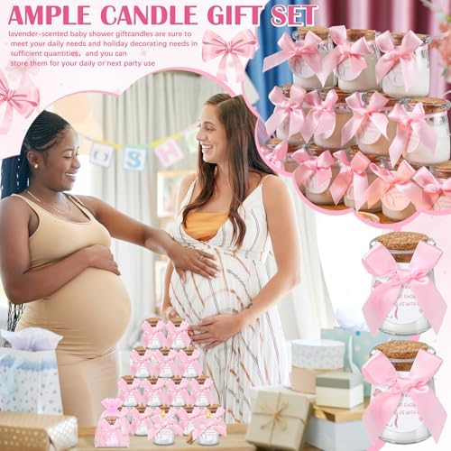 Threlaco 20 Pcs Pink Bow Baby Shower Favor Candle Glass Jar - Image 5