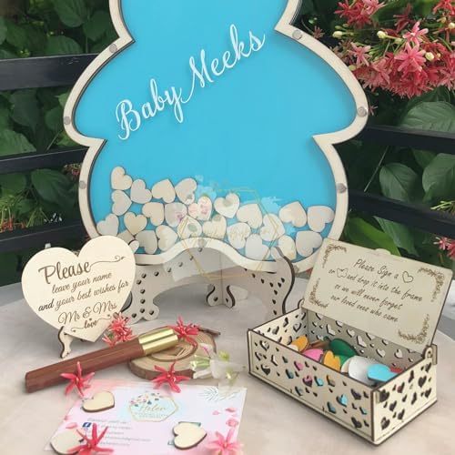 Personalized Baby Shower Guest Book Alternative Wooden Bear Drop Box - Image 2