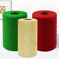 Christmas Tulle Fabric Rolls, 3 Pcs, 6 Inch by 100 Yards (300 feet) Fabric Spool Tulle Ribbon for DIY Tutu Bow Baby Shower Birthday Party Wedding Decorations Craft Supplies (Emerald Green, Red, Gold) by IONTACH