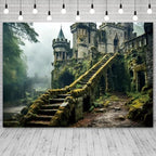 12x10ft Mysterious Castle in The Forest Backdrop Enchanted Forest Vintage Medieval Castle Photography Background Fairy Tale Wonderland Party Banner Decorations Kids Portrait Photo Booth Prop - Image 3