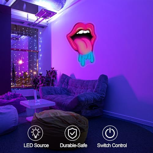 Lips Dripping Neon Sign For Wall Decor, LED Wall Art, Sexy Lady Lips For Bar Party Wedding Living Room Lounge Pink, Birthday Gift For Girl Friend (15.7x11in) - Image 6