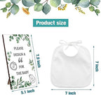 Panitay 43 Pcs Baby Shower Games Design a Bib, 12 Markers, Greenery - Image 2