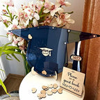 Personalized Wedding Wooden Guest Book: Creative Acrylic Custom Name Alternative Inserts Box DIY Custom Rustic Wedding Heart Drop Guest Book for Graduation Anniversary Wedding Decor (Graduation Cap) - Image 3