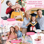 AFOROEOA 10PACK Pink Baskets for Gifts Empty, 12"x 8"x 5" Woven Gift Baskets with Gift Bags and Bows Empty Gift Baskets for Christmas Shelf Small Storage Baskets with Handles - Image 7