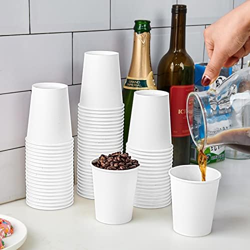 Turbo Bee 10 oz Disposable Coffee Paper Cups,270 Pack Hot Drinking Cups,White Paper Party Cups - Image 5