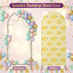 Cute Honeybee Arch Backdrop Cover 7.2 ft Yellow Honeycomb Love 2 Sided Wedding Arch Covers Stretchy Backdrop Round Top for Birthday, Party, Baby Shower Decorations - Image 6